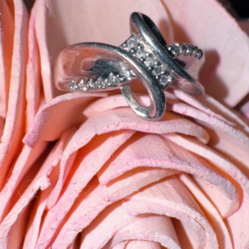 Kay Jewelers Silver Crossover Ring with Sparkling Accents